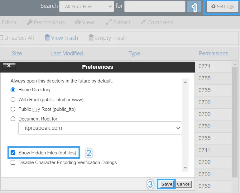 3 cách redirect domain cũ sang domain mới không ảnh hưởng đến thứ hạng SEO 32 Tích vào ô Show Hidden Files