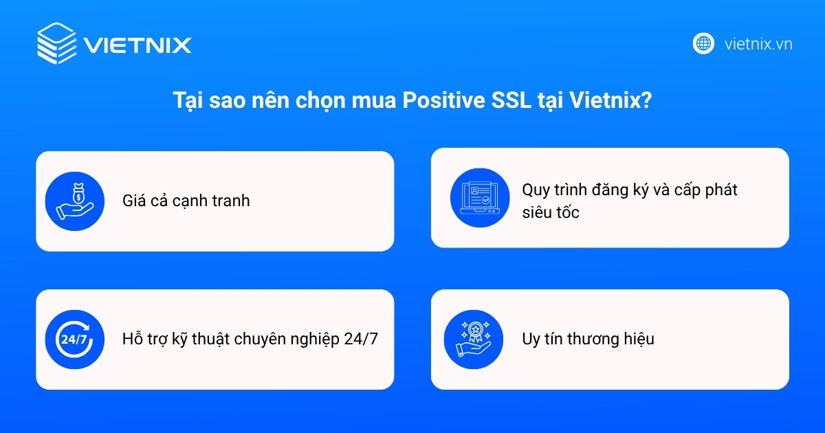 Comodo Positive là gì? So sánh Positive SSL và Essential SSL 16 Lí do nên mua chứng chỉ Comodo Positive SSL tại Vietnix