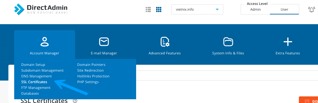 Khắc phục lỗi Domain is already processing an SSL request trên DirectAdmin nhanh chóng 10 Xóa yêu cầu SSL hiện tại qua giao diện DirectAdmin