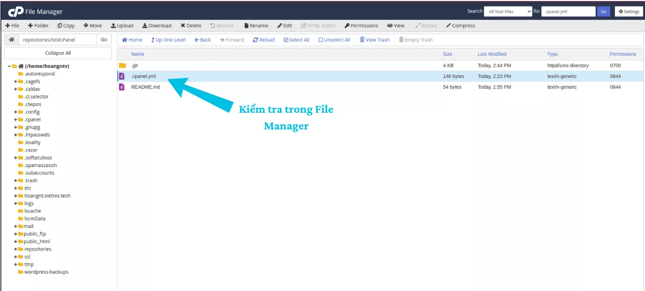 Hướng dẫn sử dụng Git Version Control trên cPanel 31 Kiểm tra các thay đổi đã triển khai