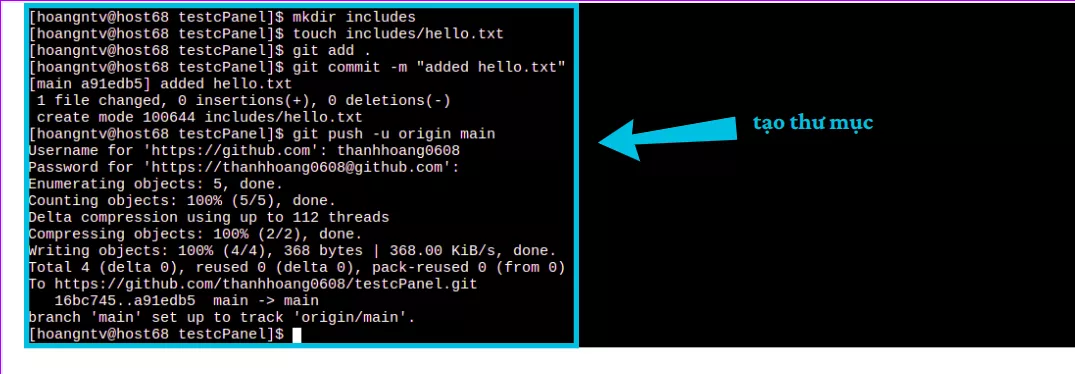 Hướng dẫn sử dụng Git Version Control trên cPanel 32 Tạo thư mục