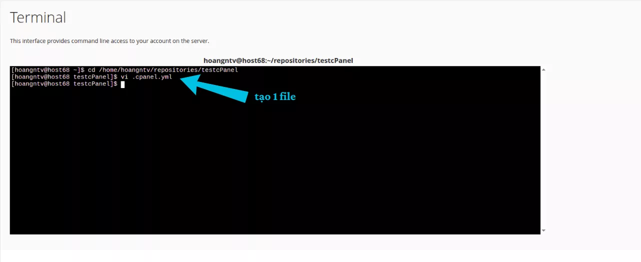 Hướng dẫn sử dụng Git Version Control trên cPanel 26 Tạo file cấu hình .cpanel.yml