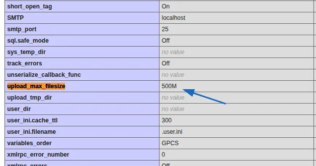 Hướng dẫn cách sử dụng MultiPHP INI Editor trên cPanel 25 Kiếm tra upload_max_filesize