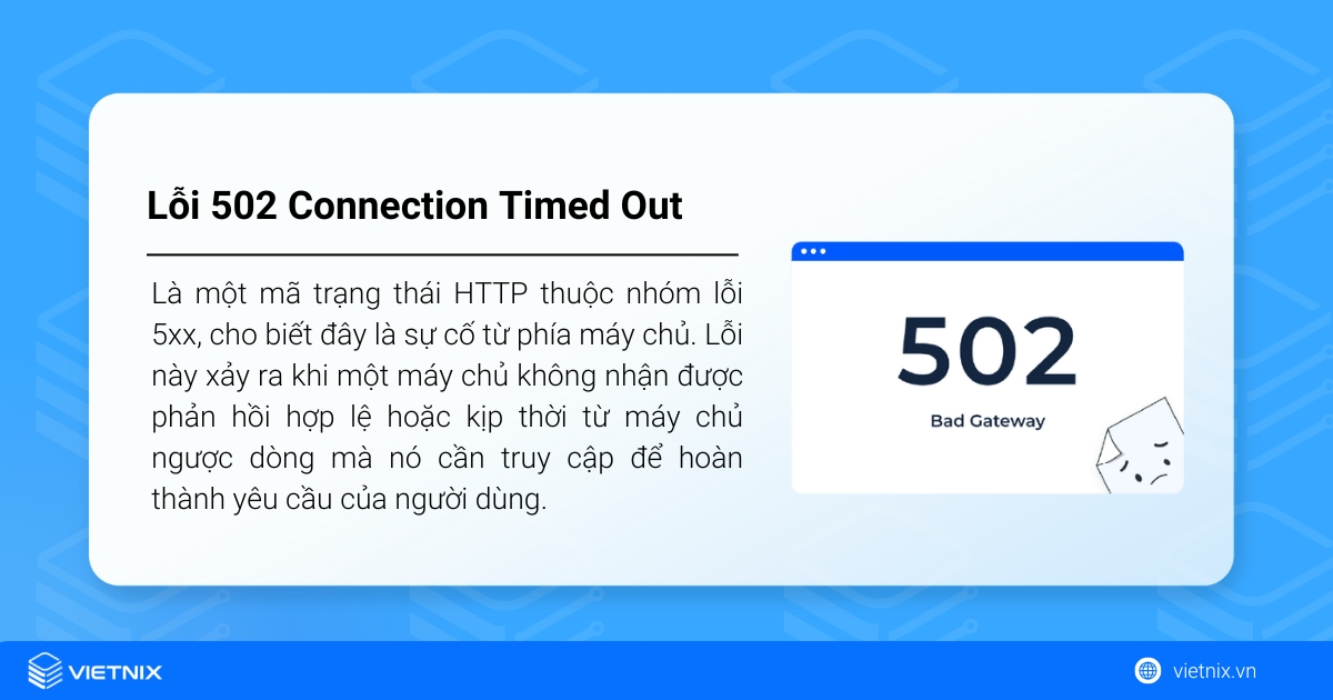 Lỗi 502 Connection Timed Out: Nguyên nhân và Cách khắc phục chi tiết 17 Định nghĩa lỗi 502 Connection Timed Out
