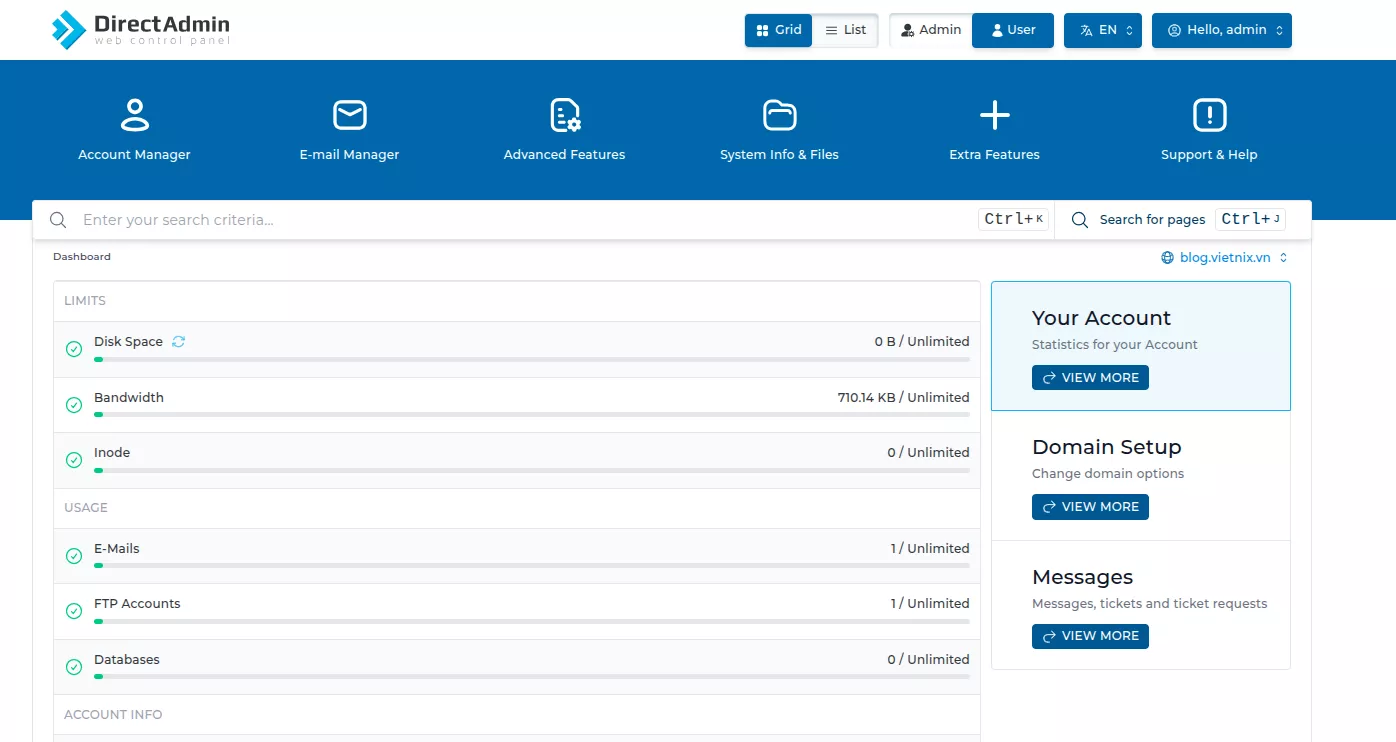 Hướng dẫn sửa lỗi Security Error No valid session key trên CSF DirectAdmin 16 Trang quản trị DirectAdmin hoạt động bình thường sau khi fix lỗi