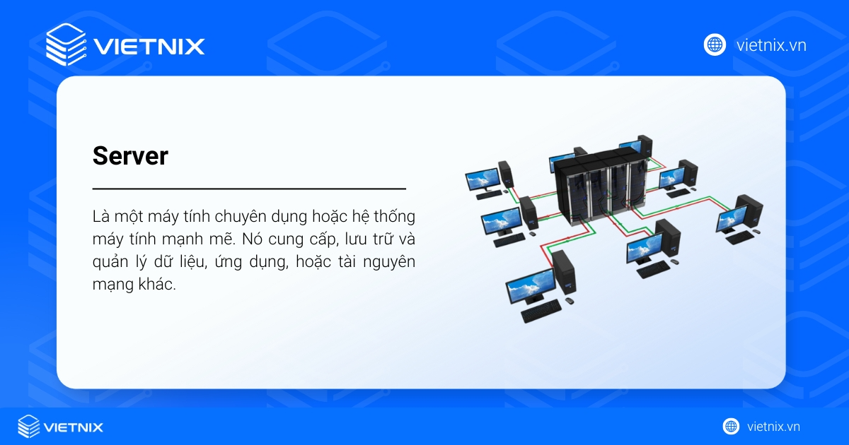 Server là một máy tính hoặc hệ thống máy tính mạnh mẽ