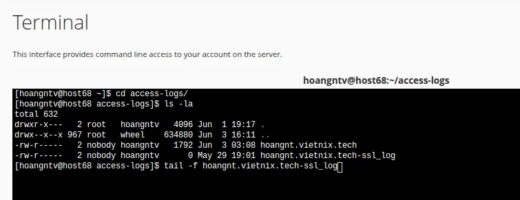 Hướng dẫn 2 cách xem vết truy cập Raw Access trên cPanel chi tiết 17 Sử dụng lệnh để xem file Raw Access log