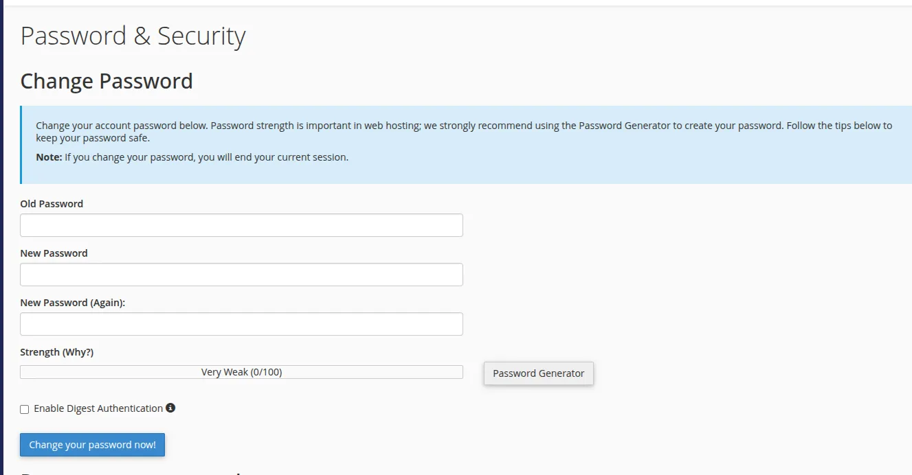 Hướng dẫn chi tiết sử dụng Password & Security trên cPanel hiệu quả 14 sử dụng Password & Security trên cPanel