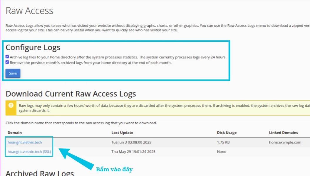 Hướng dẫn 2 cách xem vết truy cập Raw Access trên cPanel chi tiết 14 Tải xuống file Raw Access Logs