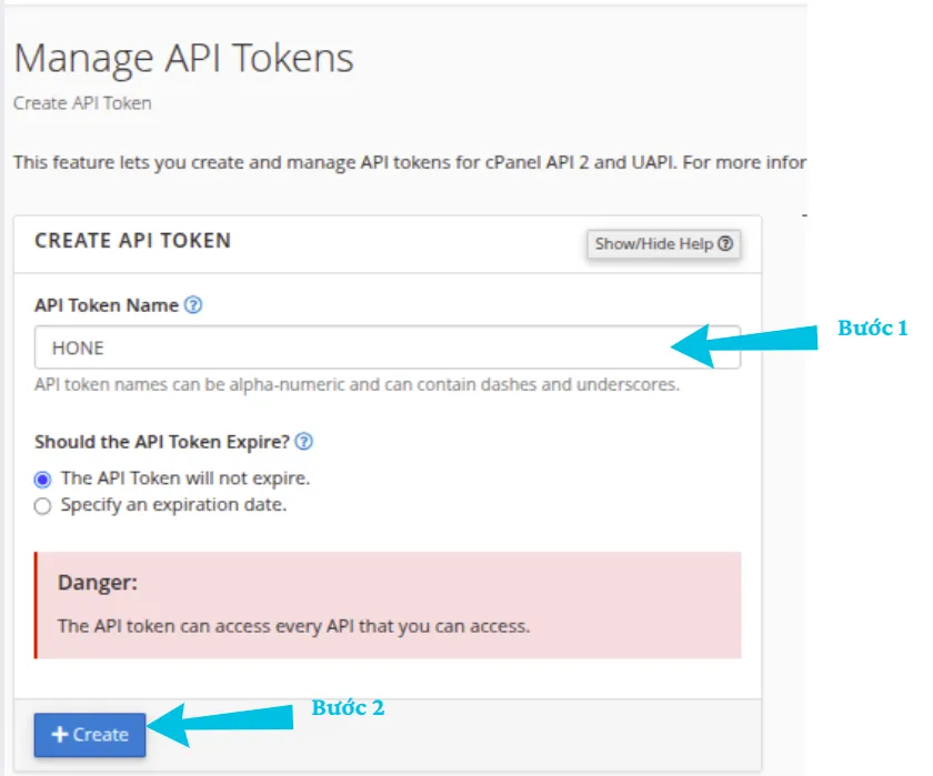 Hướng dẫn cách quản lý API tokens trên cPanel hiệu quả 16 Tạo API Token mới