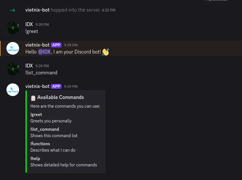 Tổng hợp nhà cung cấp, cho thuê Discord bot hosting miễn phí, an toàn, chất lượng 302 Test câu lệnh