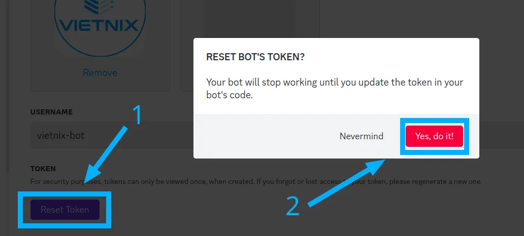 Tổng hợp nhà cung cấp, cho thuê Discord bot hosting miễn phí, an toàn, chất lượng 276 Chọn Reset Token