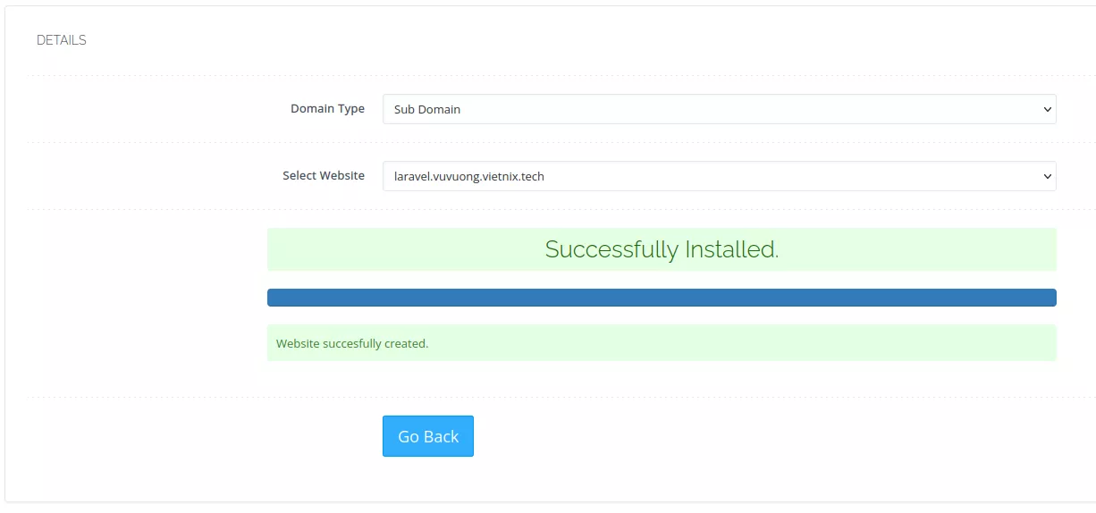 Hướng dẫn tạo subdomain trên CyberPanel trong 3 bước 17 Tạo subdomain trên CyberPanel thành công