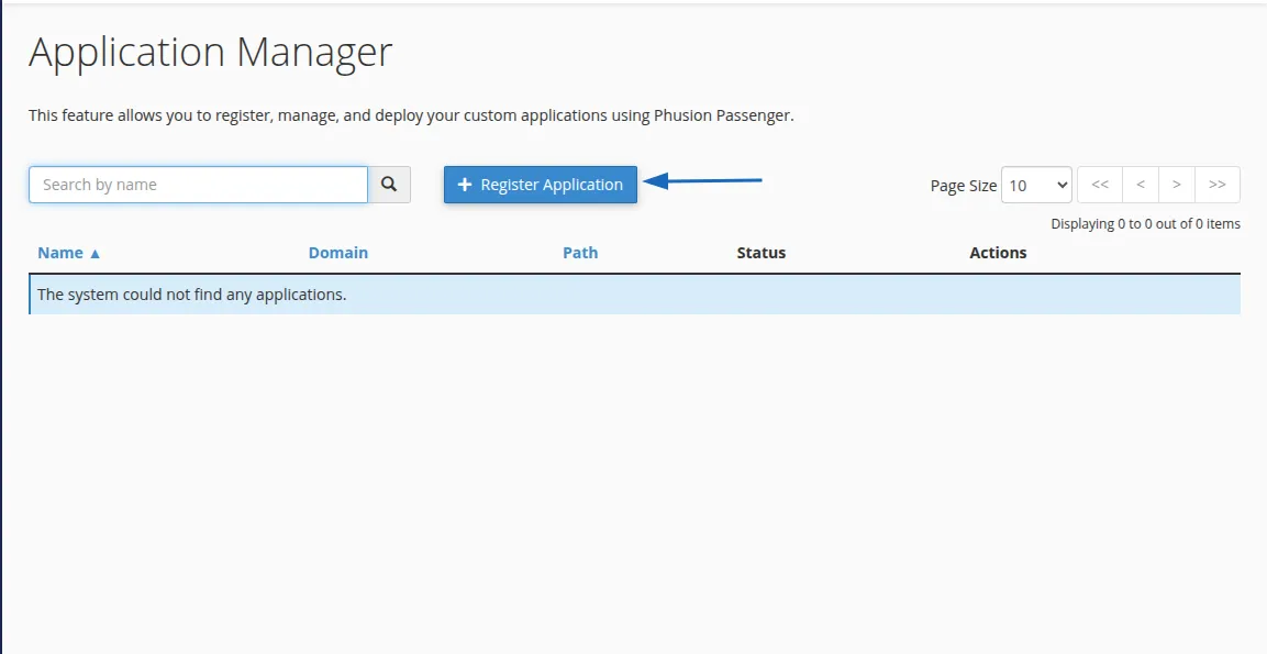 Hướng dẫn cách dùng Application Manager trên cPanel tạo website 19 Ấn vào Register Application để bắt đầu tạo ứng dụng mới
