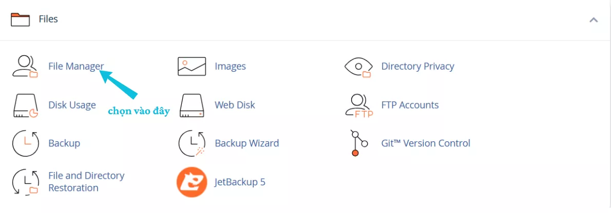 Hướng dẫn tắt Index thư mục trong cPanel nhanh chóng 13 Chọn File Manager