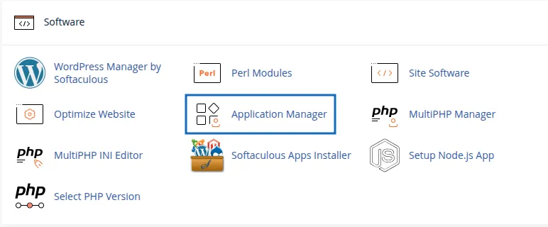 Hướng dẫn cách dùng Application Manager trên cPanel tạo website 18 Truy cập Application Manager trên cPanel