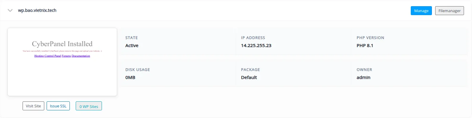 Hướng dẫn cách bật Open_basedir trên CyberPanel nhanh chóng 16 Vào trang quản lý website