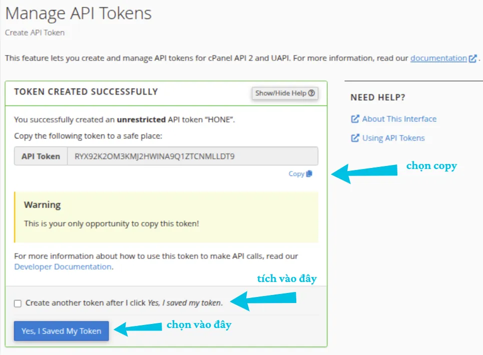 Hướng dẫn cách quản lý API tokens trên cPanel hiệu quả 18 Xem và sao chép API Token