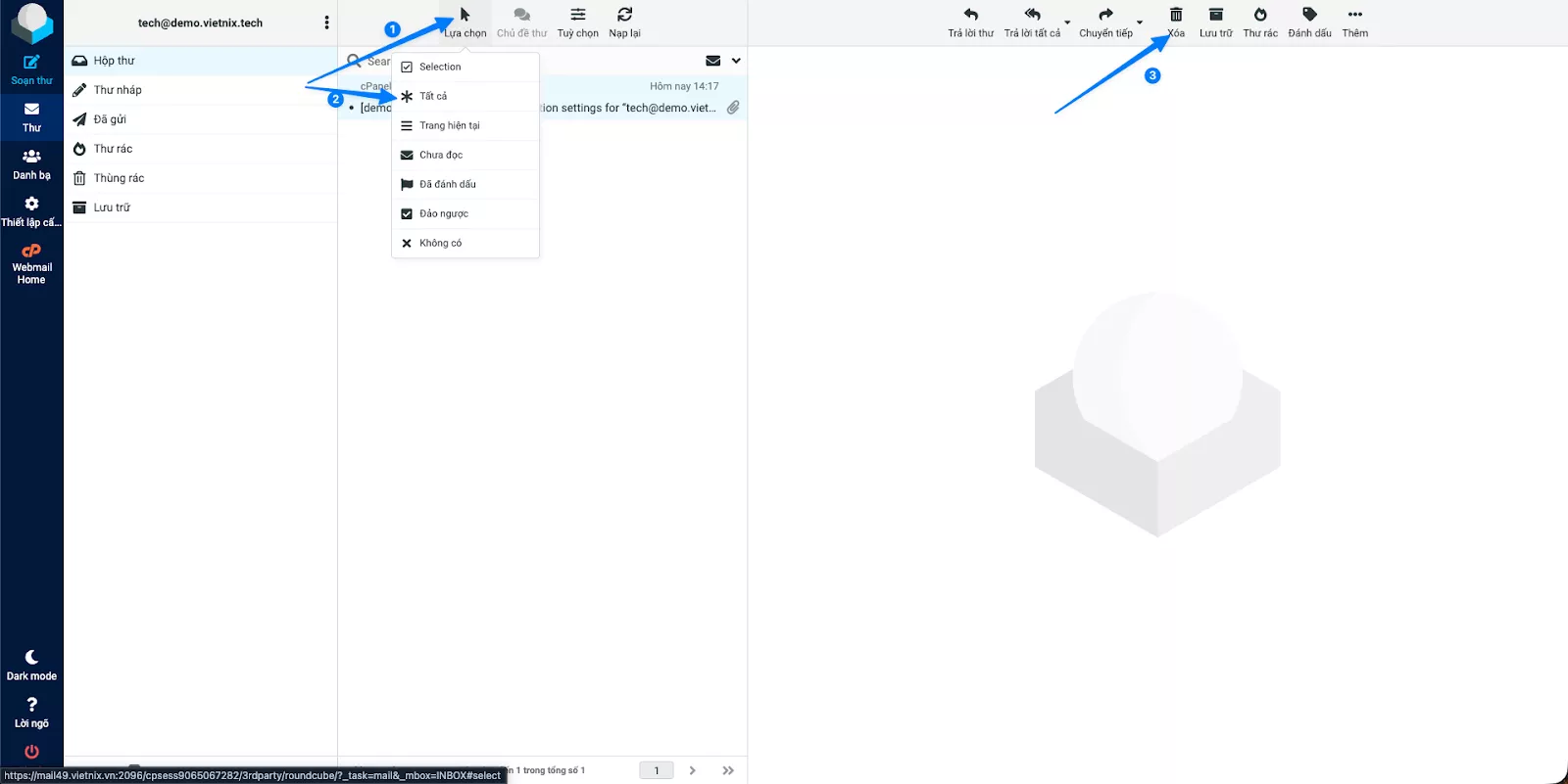 Cách xóa toàn bộ email trong thư mục