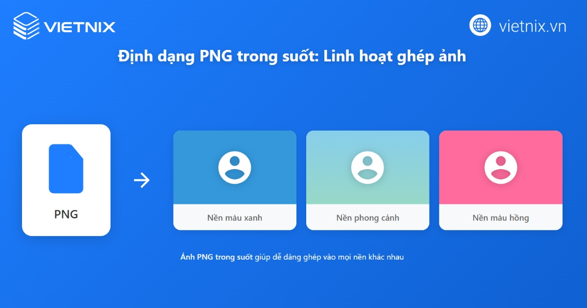 Ảnh PNG trong suốt giúp dễ ghép vào nền khác.