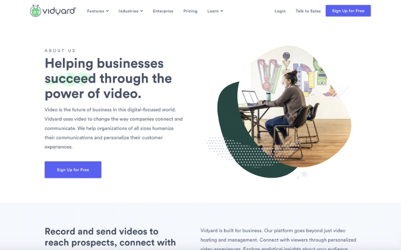 Cách viết trang giới thiệu cho website chuyên nghiệp và thu hút 38 Vidyard chứng minh giá trị bằng cách để sản phẩm tự giải quyết vấn đề