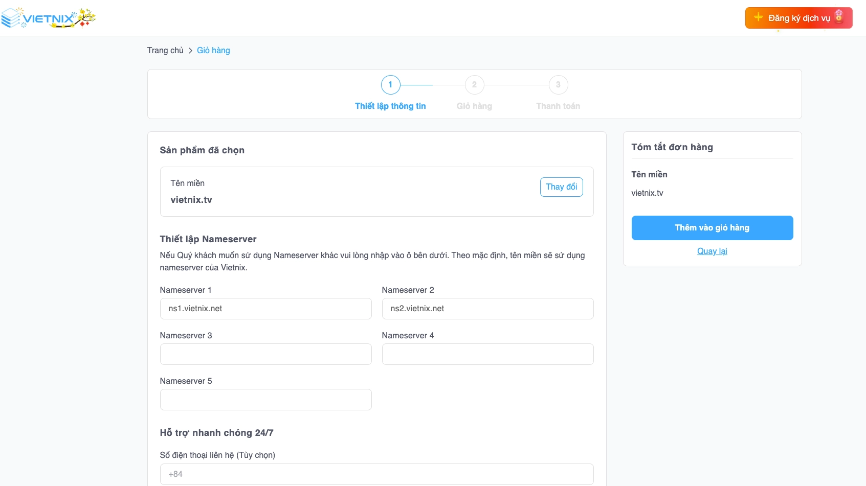 Nhấn Thêm vào giỏ hàng