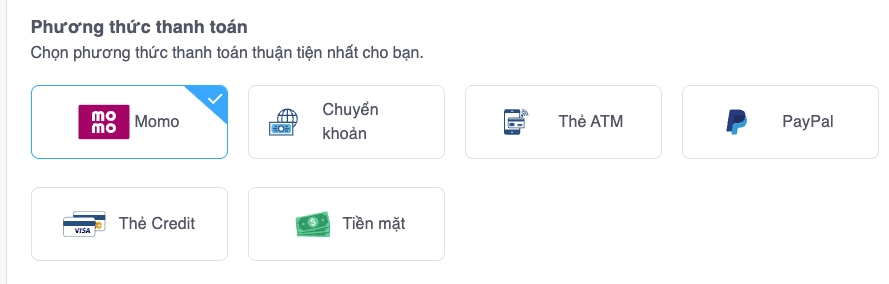 Chọn phương thức thanh toán