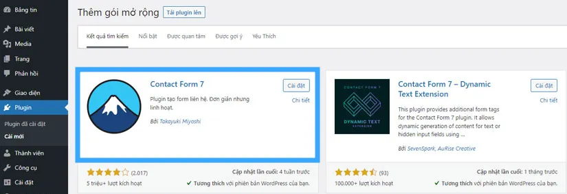 Hướng dẫn tạo contact form trong WordPress với Contact Form 7 và WPForms 37 Cách cài đặt plugin Contact Form 7