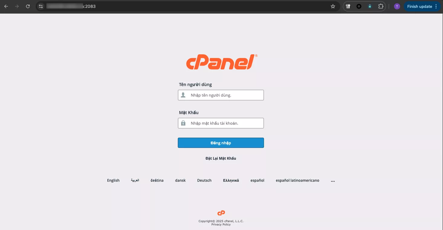 Hướng dẫn cách kiểm tra dung lượng hosting nhanh chóng, hiệu quả 40 Đăng nhập vào cPanel