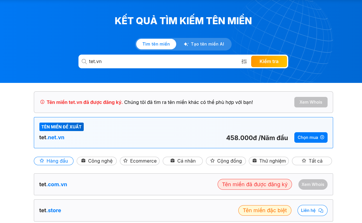 Kiểm tra trạng thái tên miền