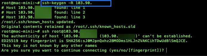 Xóa dòng lỗi cụ thể bằng lệnh ssh-keygen