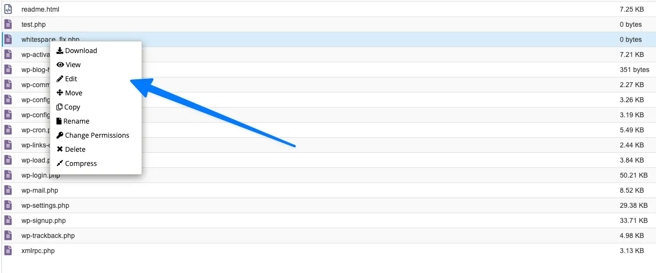 Sửa lỗi “XML declaration allowed only at the start of the document” trên Sitemap Wordpress 22 Mở tệp whitespace_fix.php để chỉnh sửa nội dung