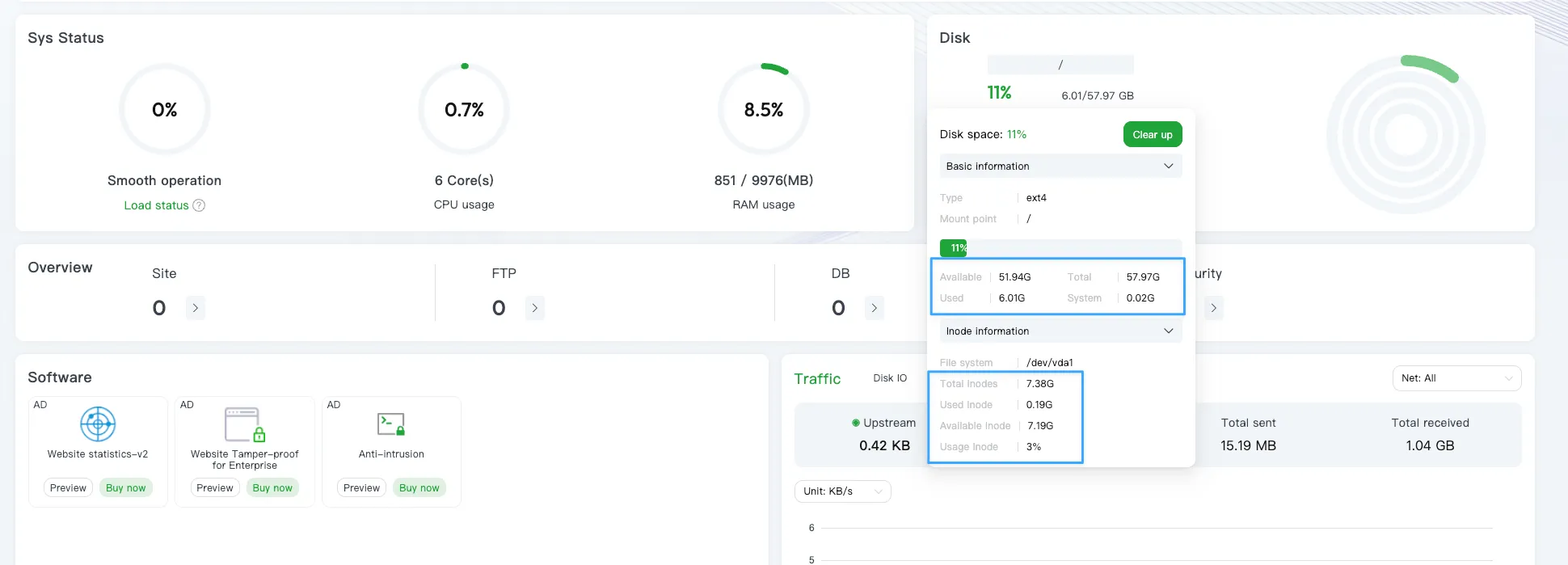 Cách 1: Kiểm tra thông qua giao diện của aaPanel