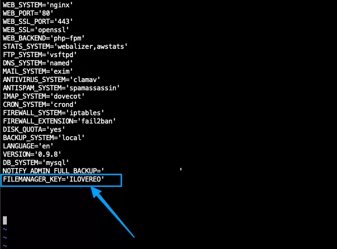 Hướng dẫn bật File Manager trên VestaCP 16 Thêm code vào file config để bật File Manager trên VestaCP