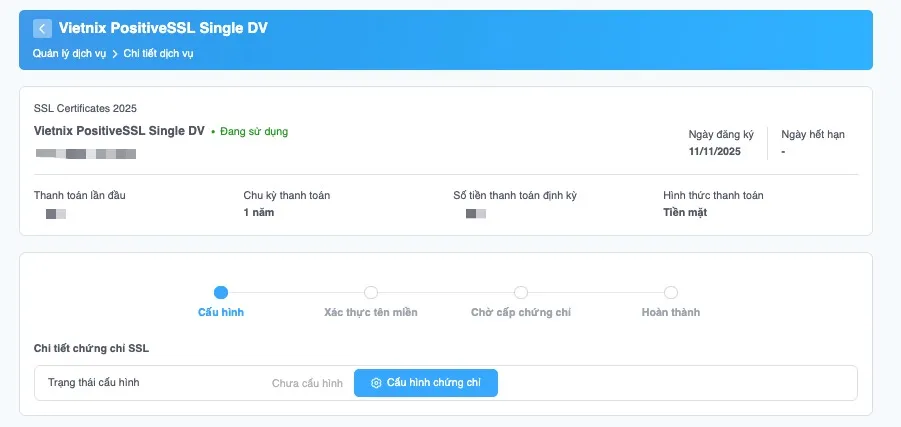 Chọn Cấu hình chứng chỉ