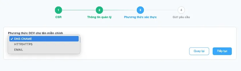Chọn phương thức xác thực SSL
