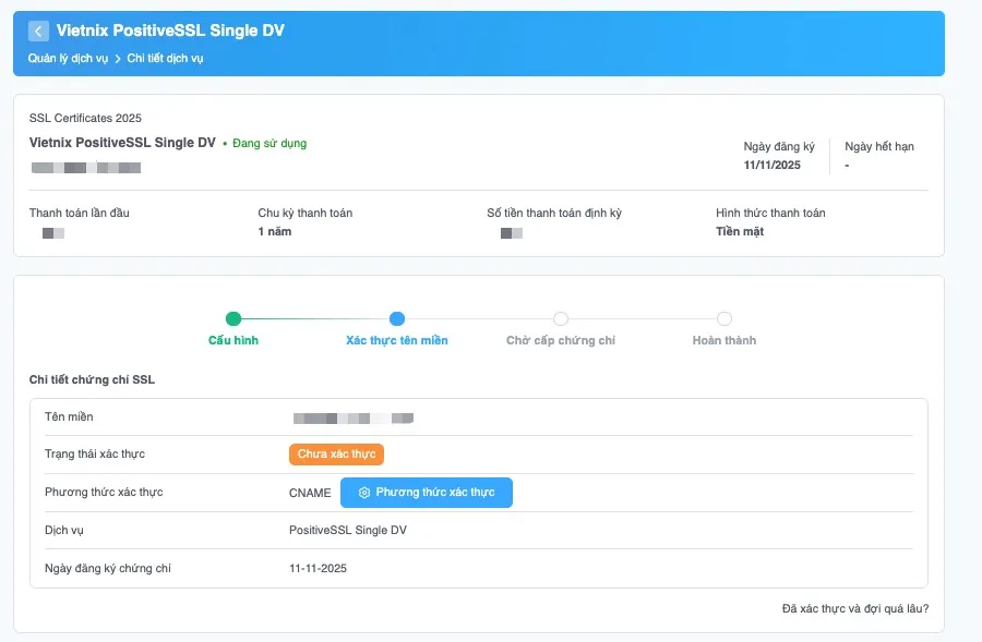 Thực hiện xác thực tên miền