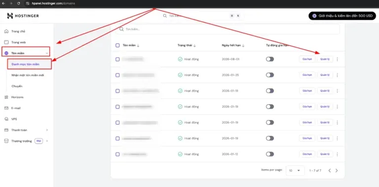Truy cập vào danh mục tên miền