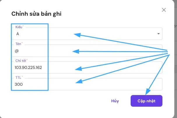 Điền thông tin cần thay đổi