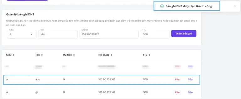 Thêm bản ghi thành công