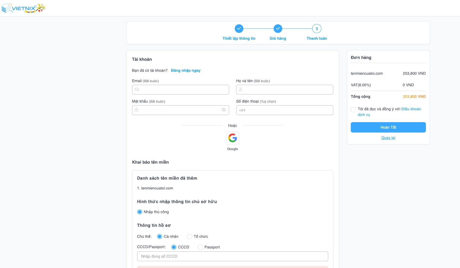 Tiến hành thanh toán
