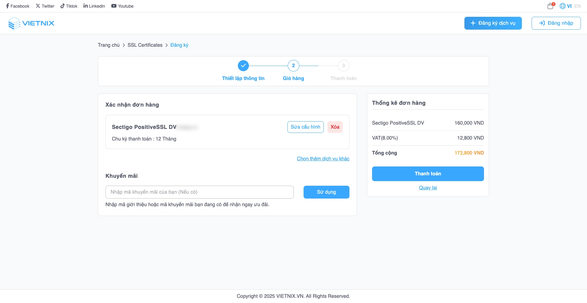 Nhập mã khuyến mãi nếu có