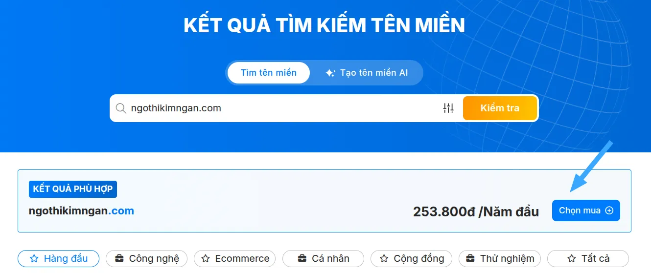 Nhấn nút chọn mua