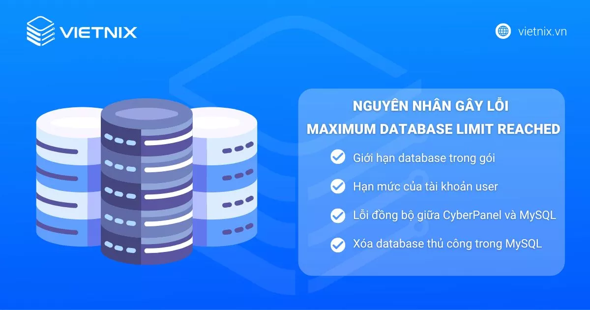 Nguyên nhân gây lỗi Maximum database limit reached for this website 