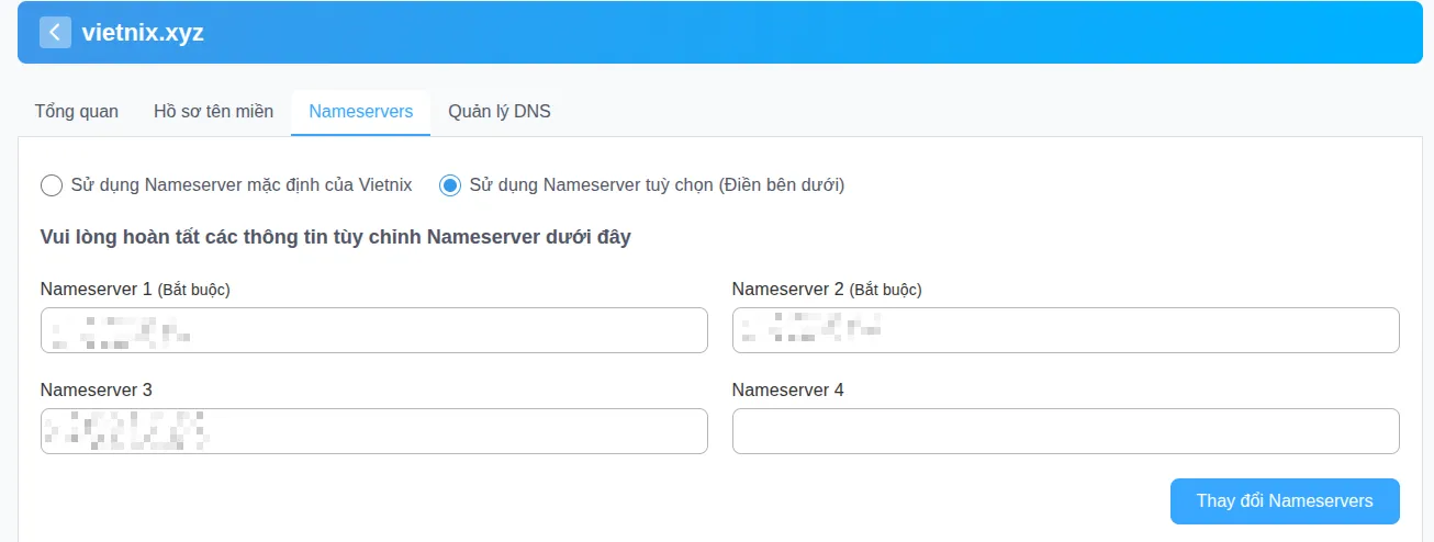 Root Domain là gì? Hướng dẫn đăng ký Root Domain đơn giản, chi tiết nhất 25 Giao diện quản lý tên miền của Vietnix
