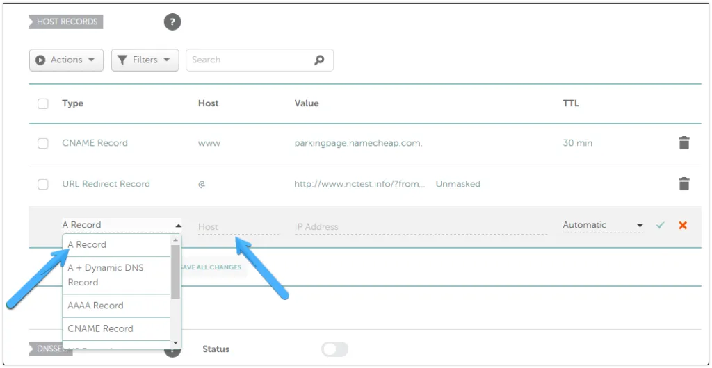 Chọn loại bản ghi phù hợp