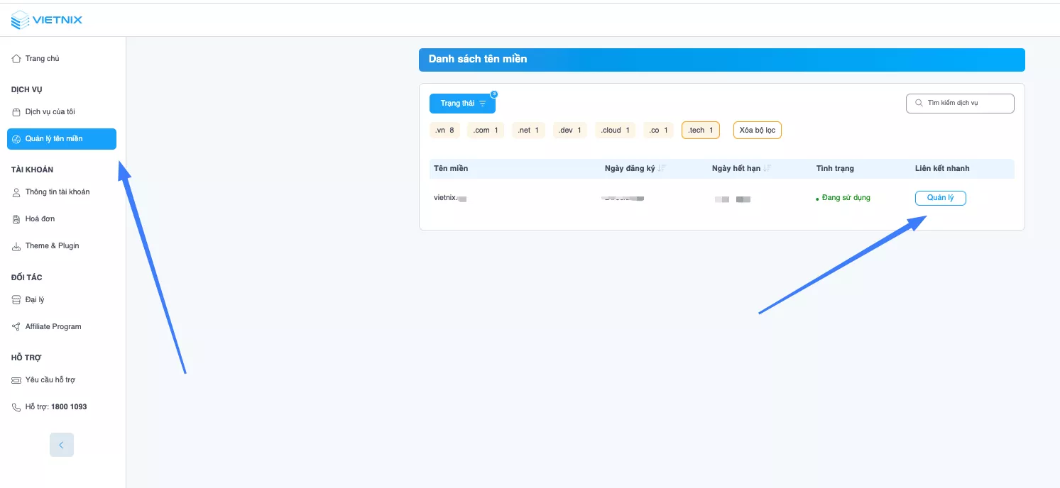 SRV Record là gì? Cấu trúc, lợi ích và cách cấu hình chi tiết 27 Chọn Quản lý tên miền