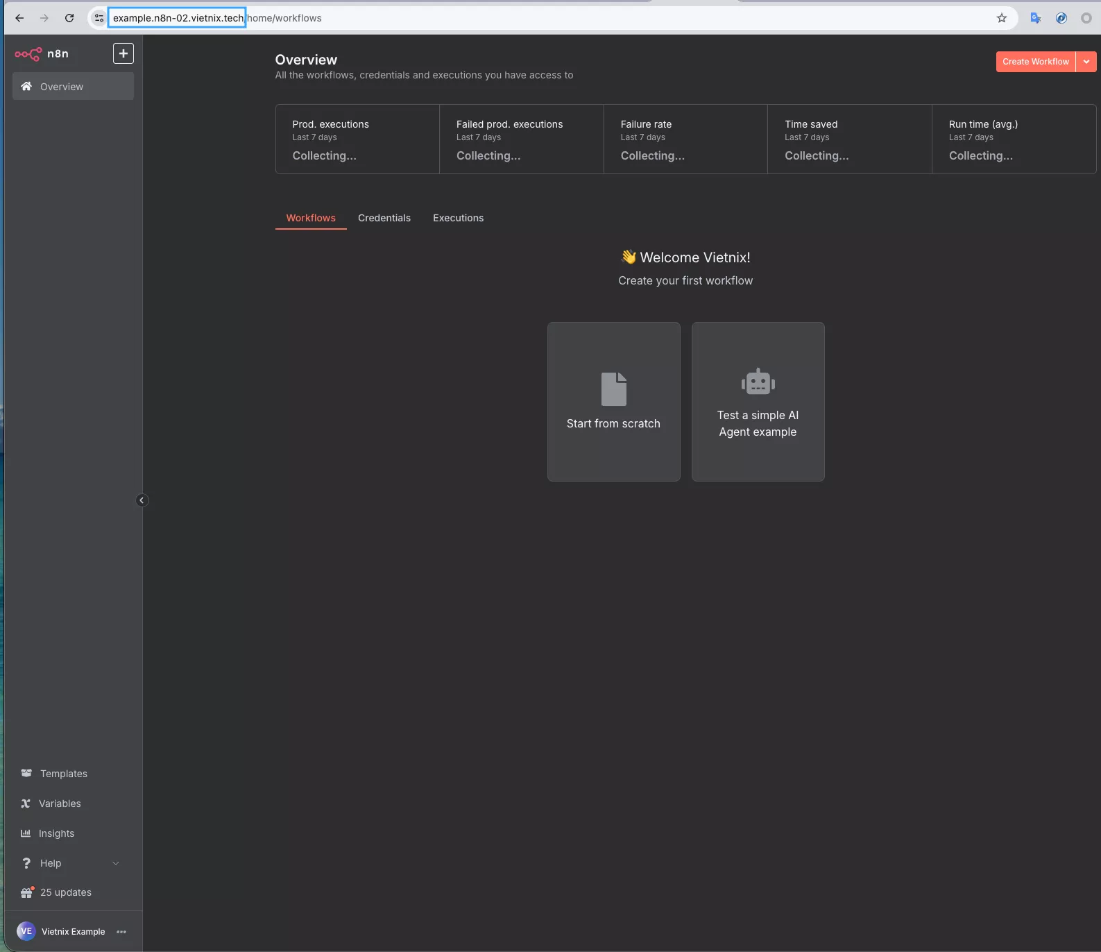 Truy cập được trang web n8n với domain mới 