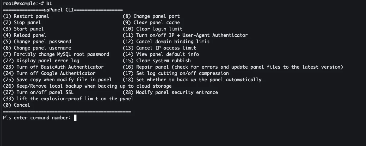 Hướng dẫn đổi thông tin quản trị aaPanel chi tiết 28 Mở trình quản lý bt của aaPanel
