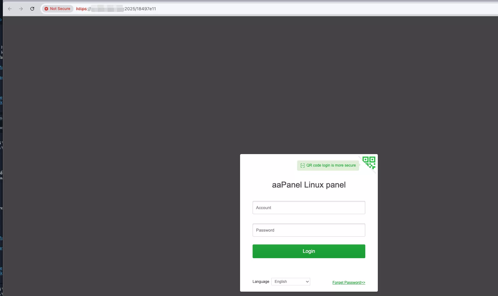 Hướng dẫn đổi thông tin quản trị aaPanel chi tiết 40 Truy cập lại trang quản trị khi sau đổi port